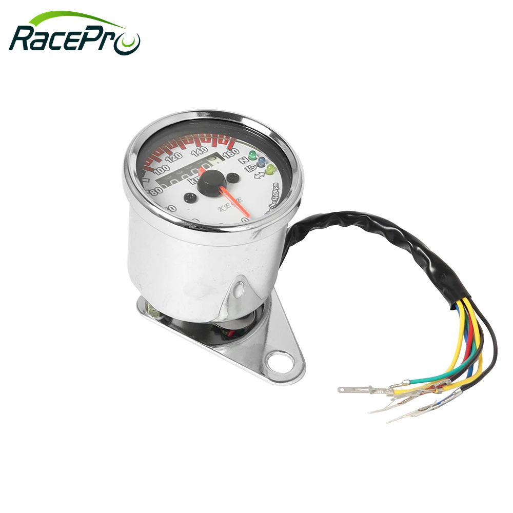 RACEPRO Universal 12V Motorcycle Speedometer Odometer LED Digital Indicator Cafe Racer Dual Speed Meter Dash Board Instruments