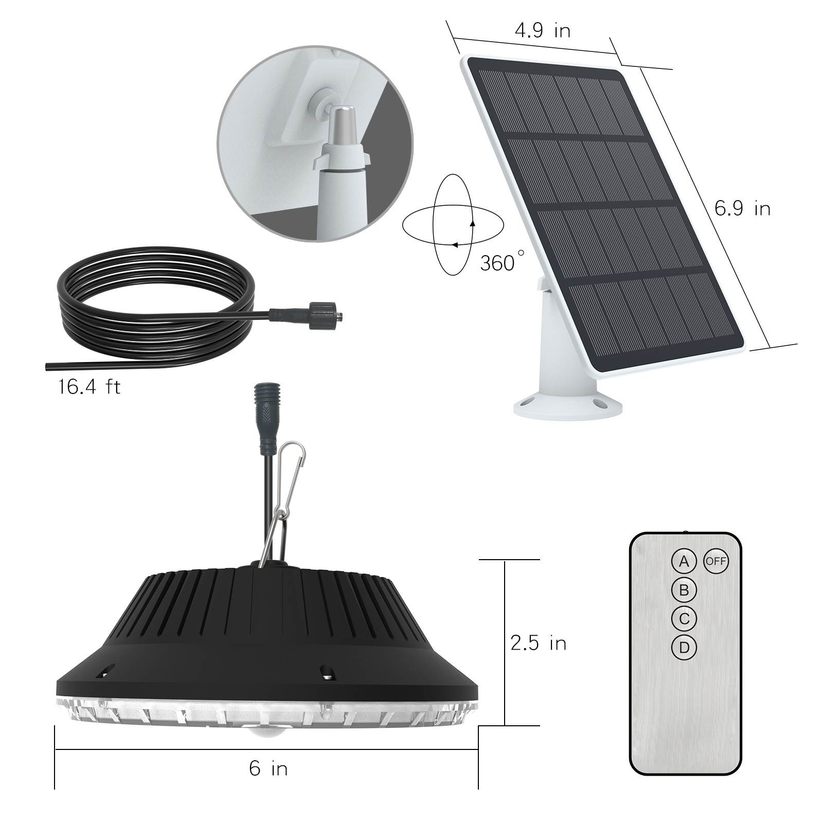 Solar Ceiling  Lamp Outdoor-Security Porch Light with  Remote Control Solar Barn Light for Shed, Porch, Patio, Garage