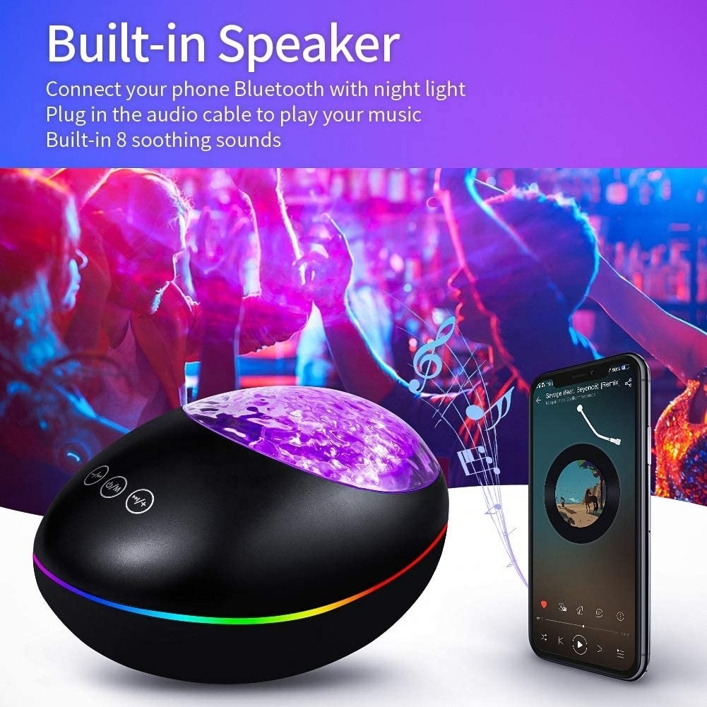 Music voice Star Projector Ocean Wave Ceiling Night Light 7 Color Changing Speaker Skylight Projector for Kids