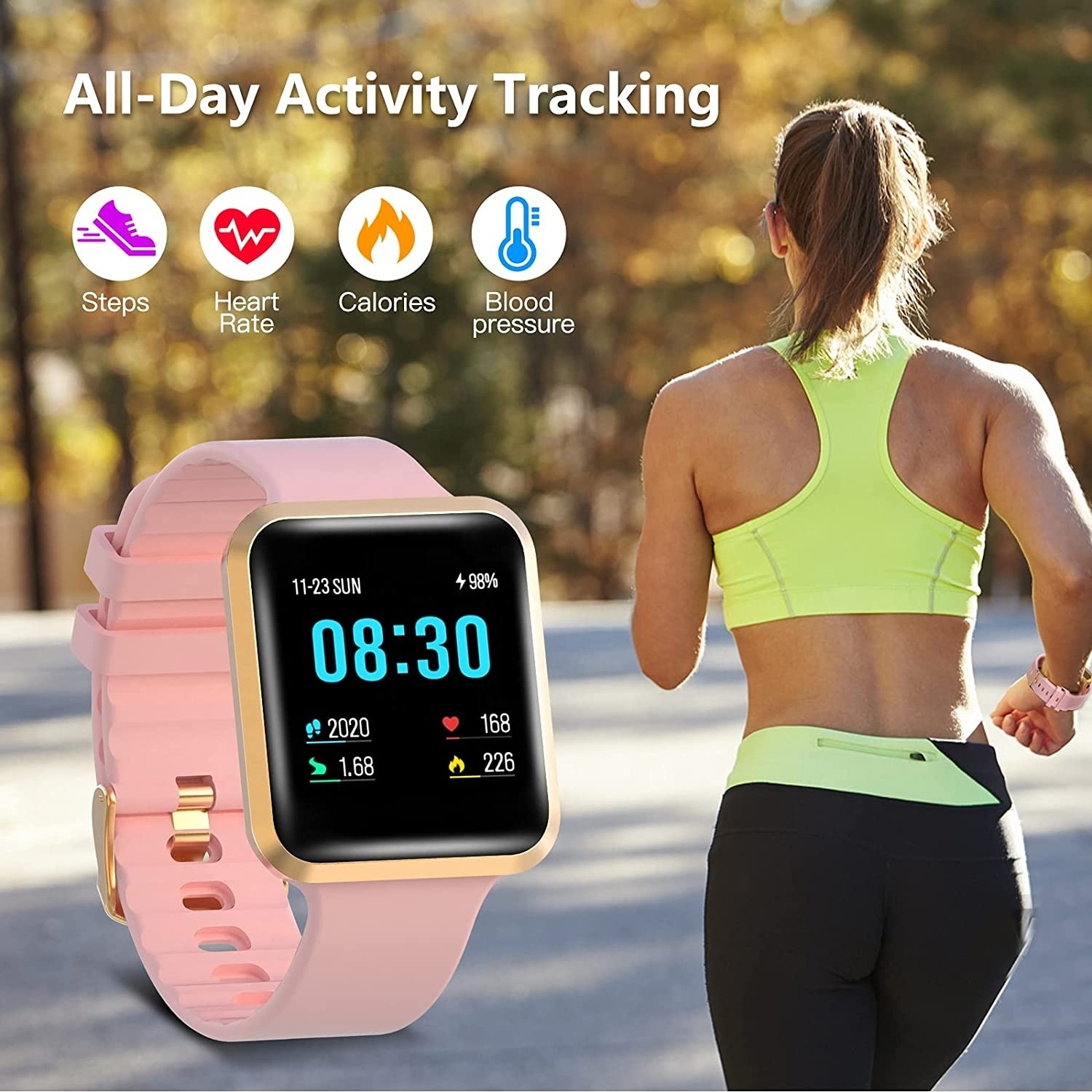 Factory Smart Watch for Android Phones Compatible with iOS iPhone BT Sport Fitness Tracker, Heart Rate Blood Pressure Calorie