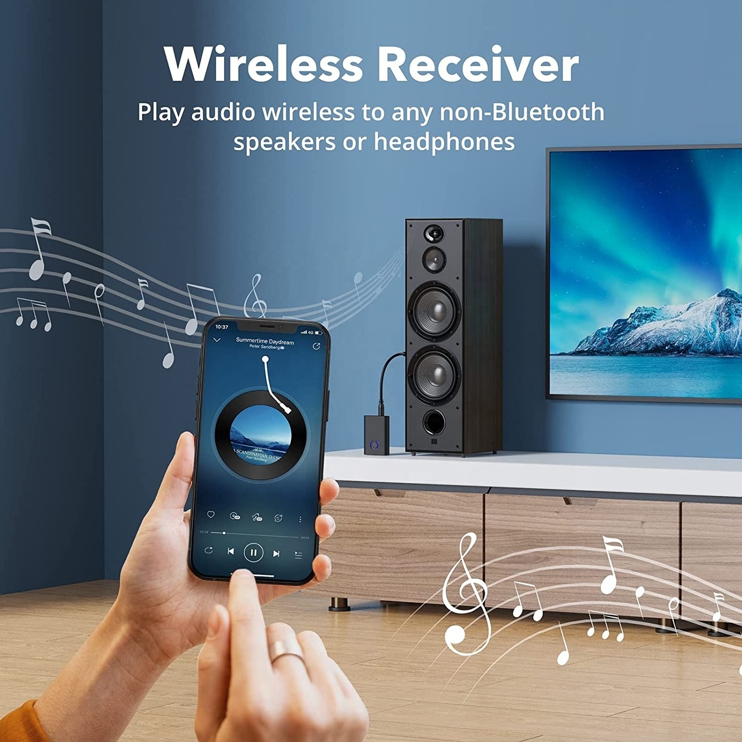 Hot selling 5.0 Transmitter and Receiver 2-in-1 3.5mm Wireless Audio Adapter aptX Low Latency Pair  Bt Devices Simultaneously