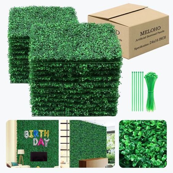 Pq24 100X100cm Artificial Boxwood Hedge Faux Foliage Plant Wall Artificial Greenery Panel for Indoor Outdoor Decor