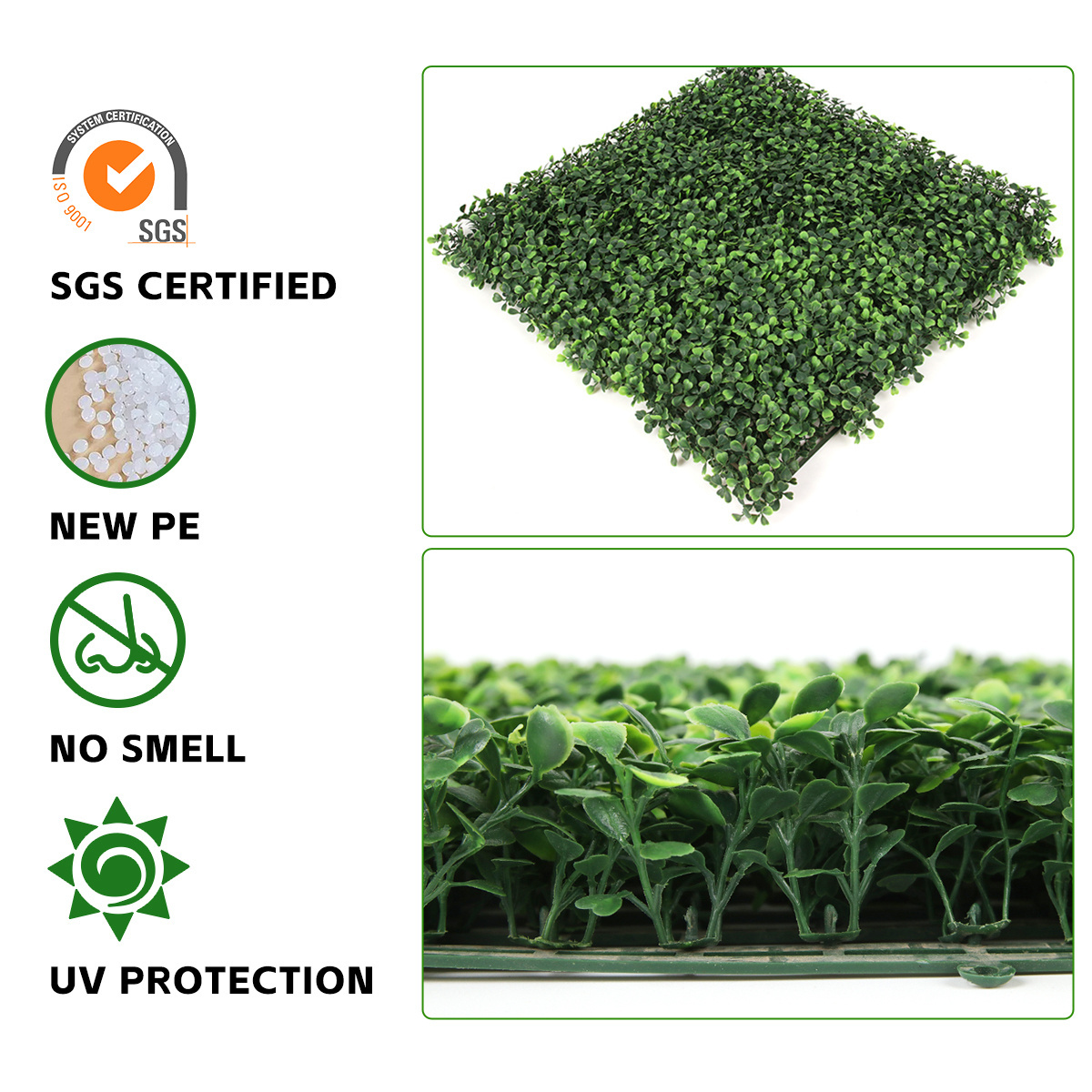 P4-5 High quality Plastic Greenery Wall Leaves Hedge Boxwood Panel Artificial  Grass for Outdoor Decoration