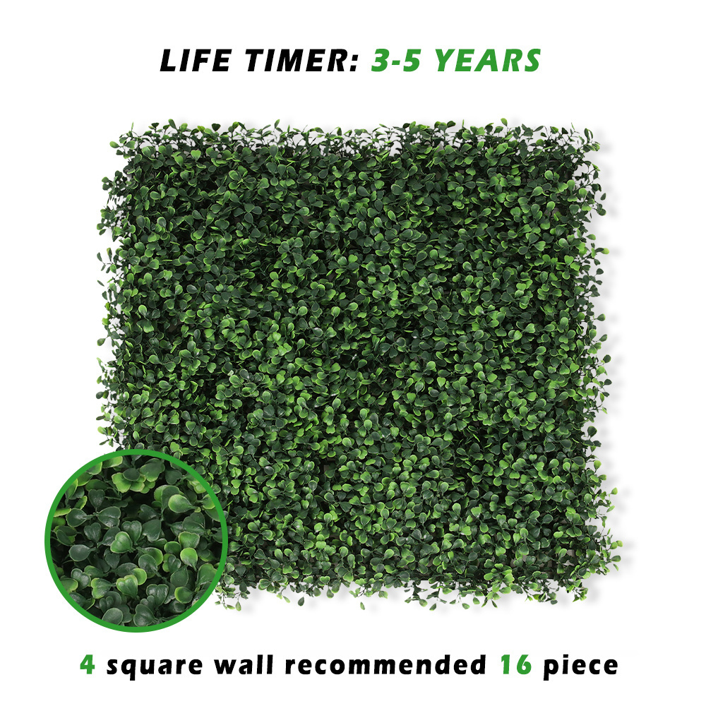 P4-5 High quality Plastic Greenery Wall Leaves Hedge Boxwood Panel Artificial  Grass for Outdoor Decoration