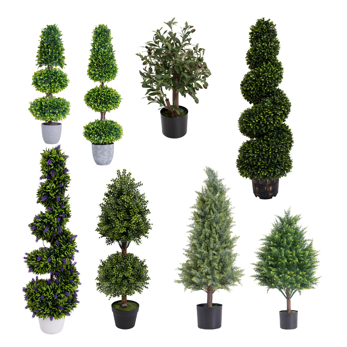 PZ-ZH Wholesale Faux Modern Large Bonsai Live Topiary Boxwood Plant Green Artificial Trees for Indoor Decorative