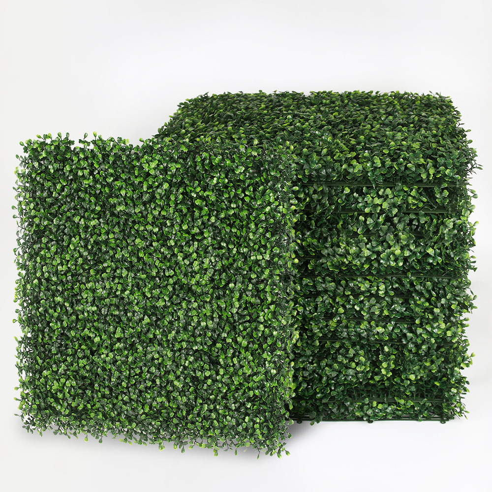 P6-3 Green Leaves Backdrop Faux Plant Panel Artificial Grass Wall for Vertical Garden Privacy Wall Decor