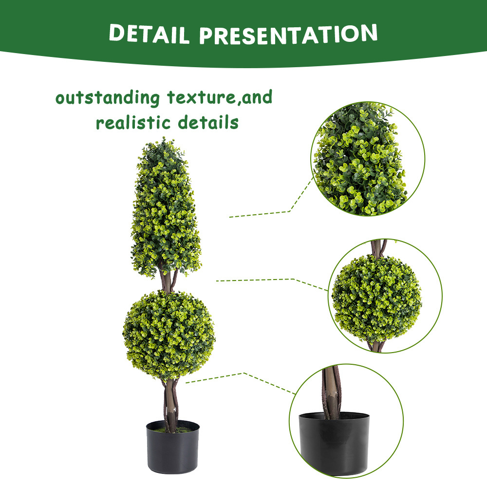 120cm Custom Artificial Plant Topiary Ball Green Grass Bonsai Decorative Round Plastic Plant Ball Tree Potted Decor