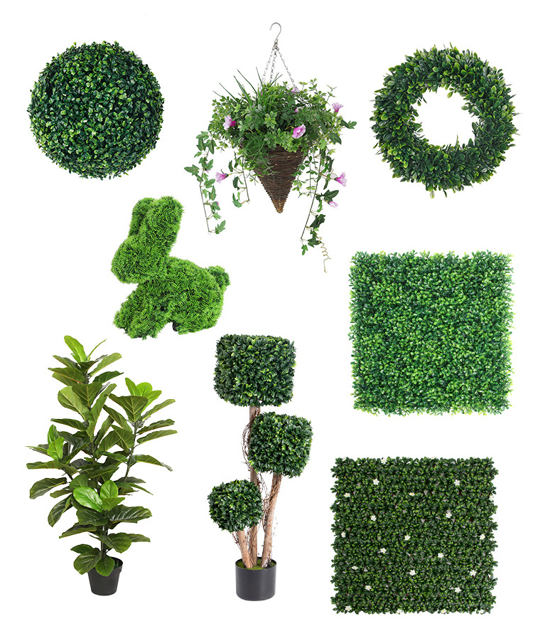 P6-3 Green Leaves Backdrop Faux Plant Panel Artificial Grass Wall for Vertical Garden Privacy Wall Decor