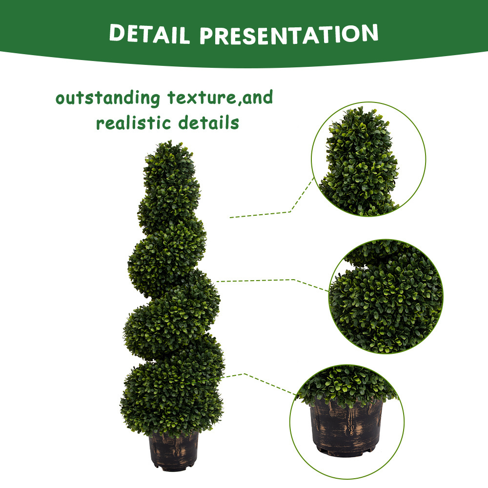 120cm Custom Artificial Plant Topiary Ball Green Grass Bonsai Decorative Round Plastic Plant Ball Tree Potted Decor