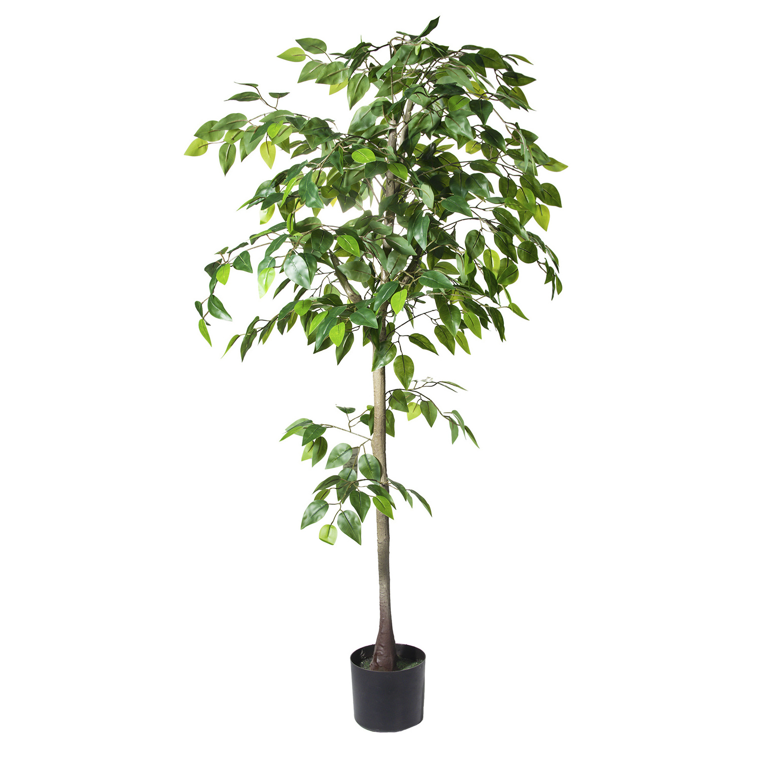 7836 Factory Direct Real Touch Tall Silk Faked Ficus Leaves Tree with Natural Trunk Realistic Artificial Greenery Potted Plant