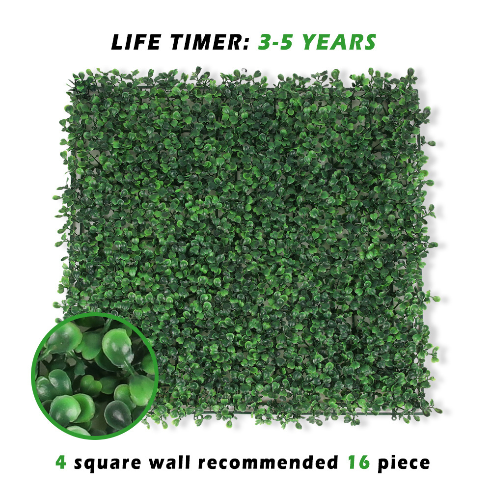 P6-3 Green Leaves Backdrop Faux Plant Panel Artificial Grass Wall for Vertical Garden Privacy Wall Decor