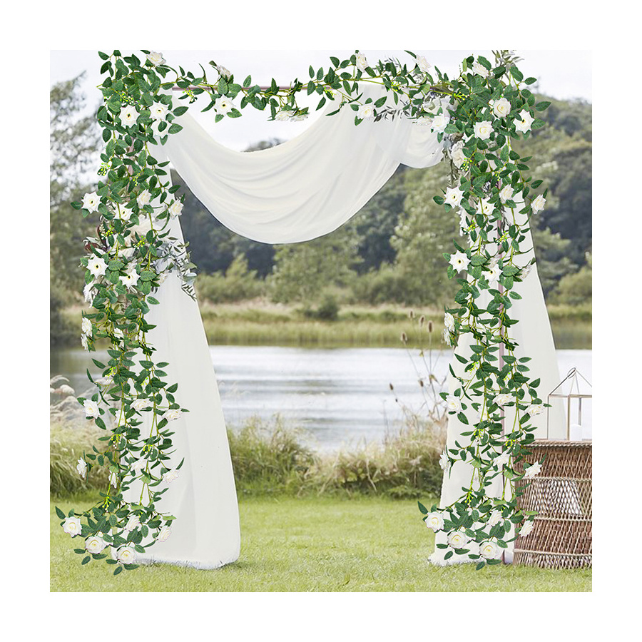 T-19 Ruopei Artificial Flower Garland Ivy Floral Silk Rose Vine for Arch Home Hotel Office Wedding Decor