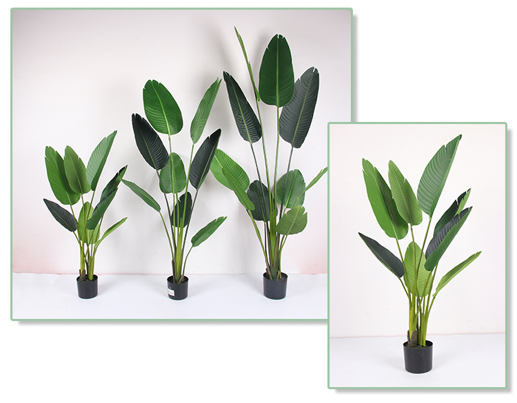 Wholesale Traveler Bird Tree Bonsai Plants Artificial Green Banana Leaves Trees