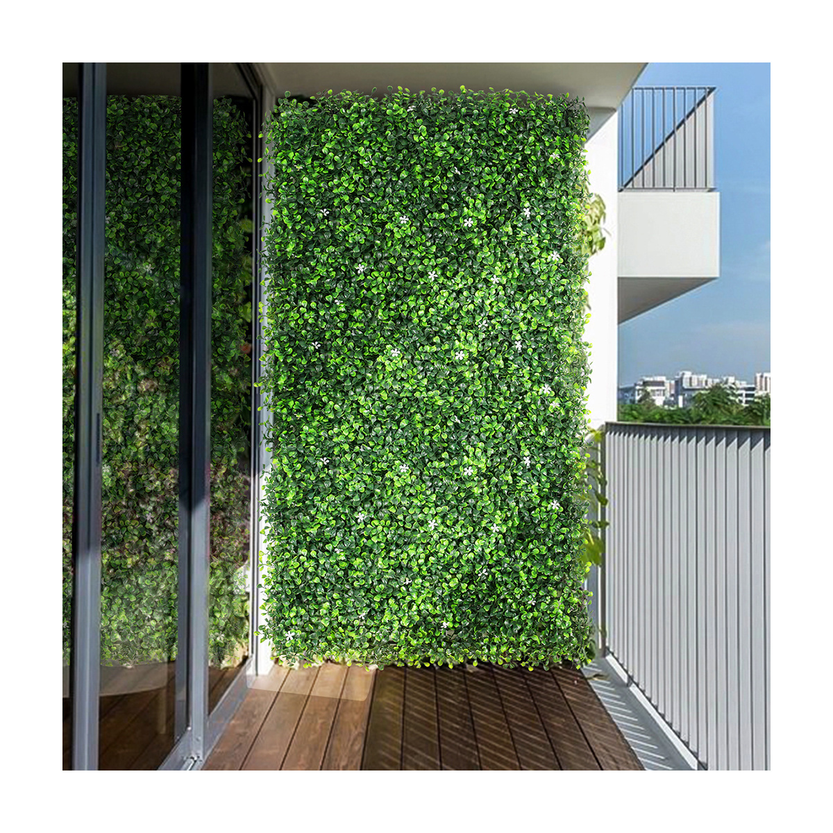 P4-7 Plastic Boxwood Topiary Faux Green Backdrop Jungle Leaves Panel Artificial Grass for Wall Decor