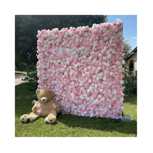 HP-136 Custom 3D Cloth Wedding Silk Rose Panel Backdrop Artificial Decorative White Fabric Flowers for Wall