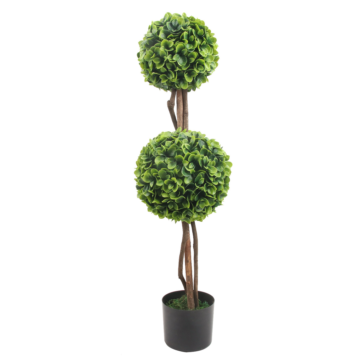 Ruopei 3ft Boxwood Topiary Set of 2 Faux Grass Ball Spiral Tree Artificial Plant Bonsai Topiary Tree for Outdoor Decor