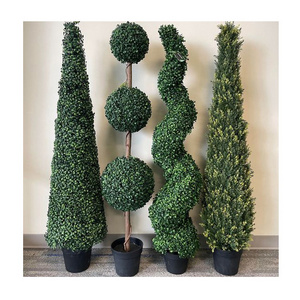 PZ-1-132 Hot Sale Faux Green Realistic Leaves Plant Artificial Cypress Tree with Plastic Nursery Pot for Indoor Outdoor Decor