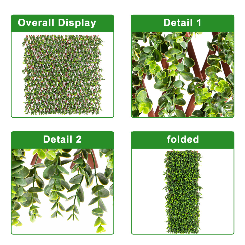 SLB-021 Outdoor Garden Decor UV Resistant Plastic Artificial Greenery Hedge Ivy Vine Leaf Privacy Fence Wall Screen Panel