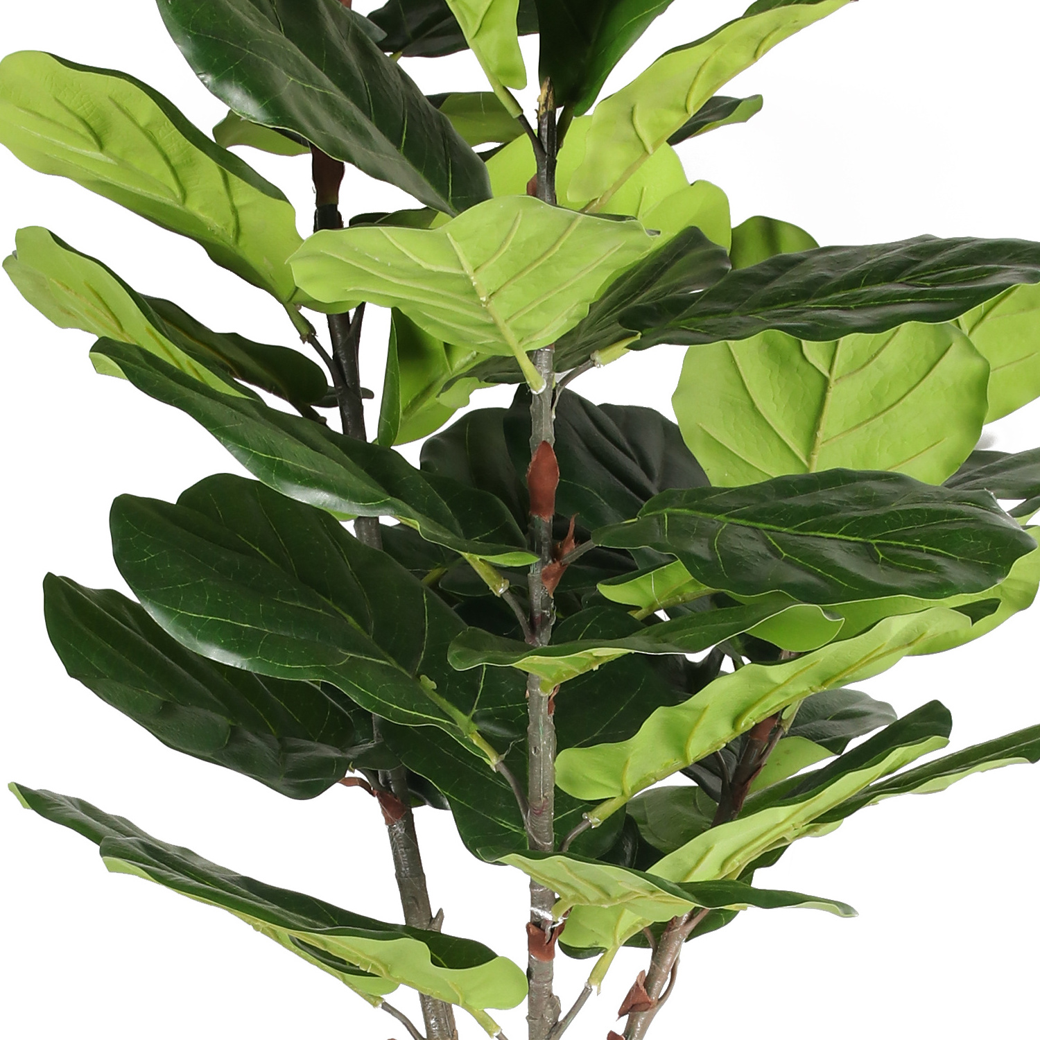 PZ-2-38 80/40 Inch Real Touch Realistic Silk Fiddle Fig Leaves Plant with Pot Artificial Green Big Trees