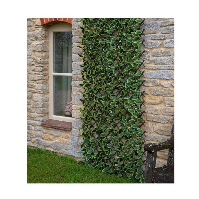 Z-19 Garden Decoration Retractable Artificial Green Leaf Expandable Faux Ivy Privacy Grass Fence Trellis