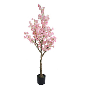 Festival Wedding Decor Lifelike Vivid Artificial Pink Cherry Blossom Bonsai Flower Tree