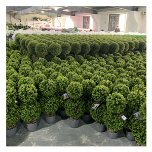 PZ-3-211 Hot Sale Modern Boxwood Potted Plant Artificial Green Triple Milan Grass Topiary Ball Tree for Outdoor Indoor Decor