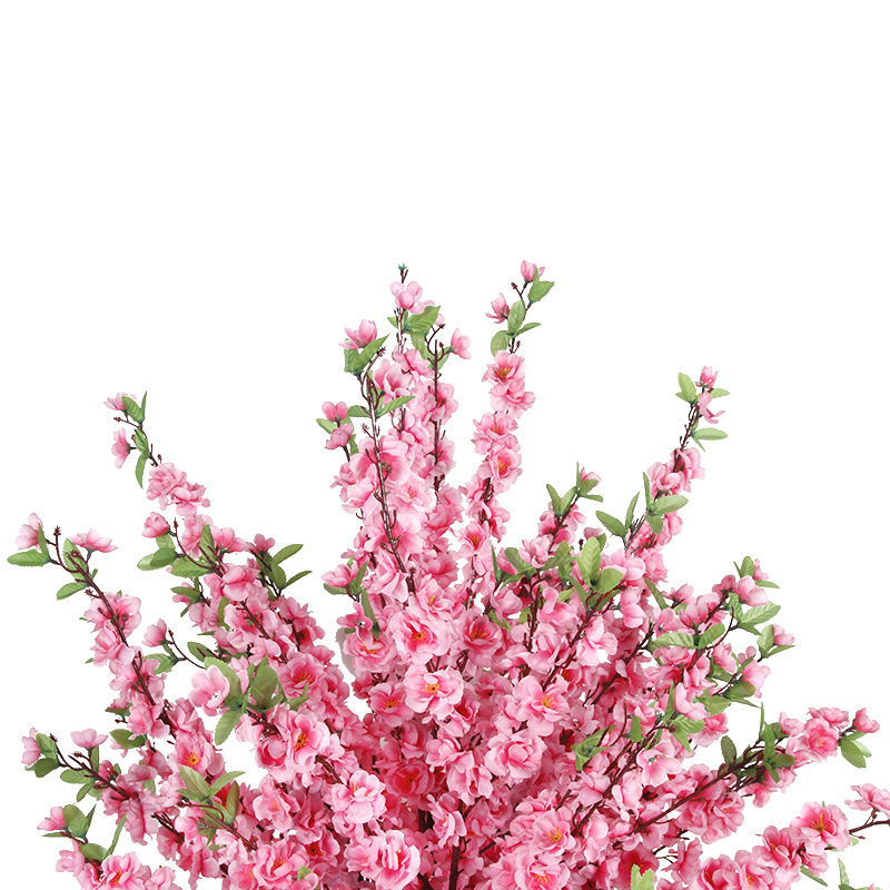 Indoor Restaurant Decorative Silk Bonsai Artificial Pink Peach Blossom Tree