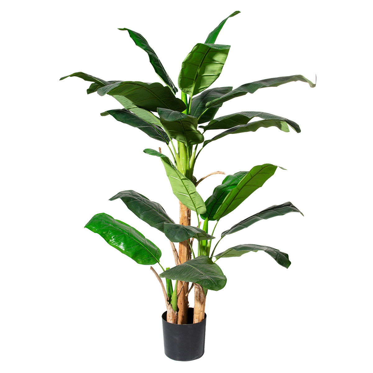 5126/PZ-4-88/7392 Faux Large Green Leaves and Natural Wood Trunk Potted Plant Artificial Banana Tree for Home Party Garden Decor