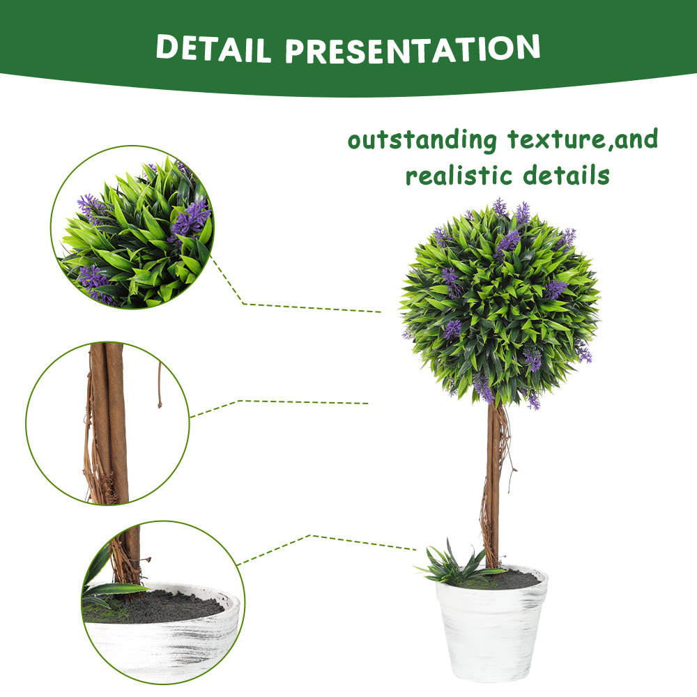 PZ-3-211 Hot Sale Modern Boxwood Potted Plant Artificial Green Triple Milan Grass Topiary Ball Tree for Outdoor Indoor Decor