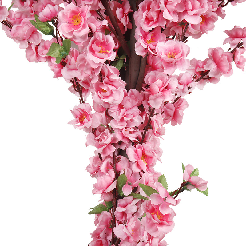 Indoor Restaurant Decorative Silk Bonsai Artificial Pink Peach Blossom Tree