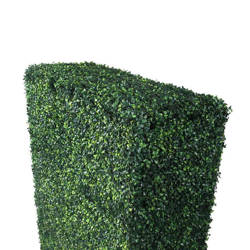 CQ001Outdoor Garden Privacy Plant Screen Faux Green Grass Artificial Boxwood Hedge in Black Planter