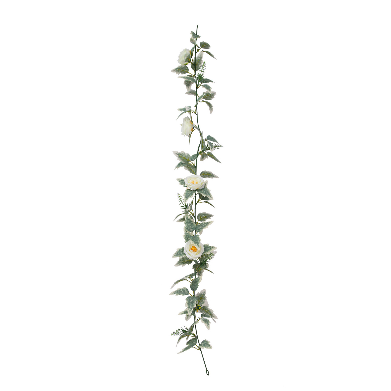 T-30 Natural Silk Hanging Artificial Floral White Rose Flower Vine Garland for Wedding Party Garden Home Table Wall Decor