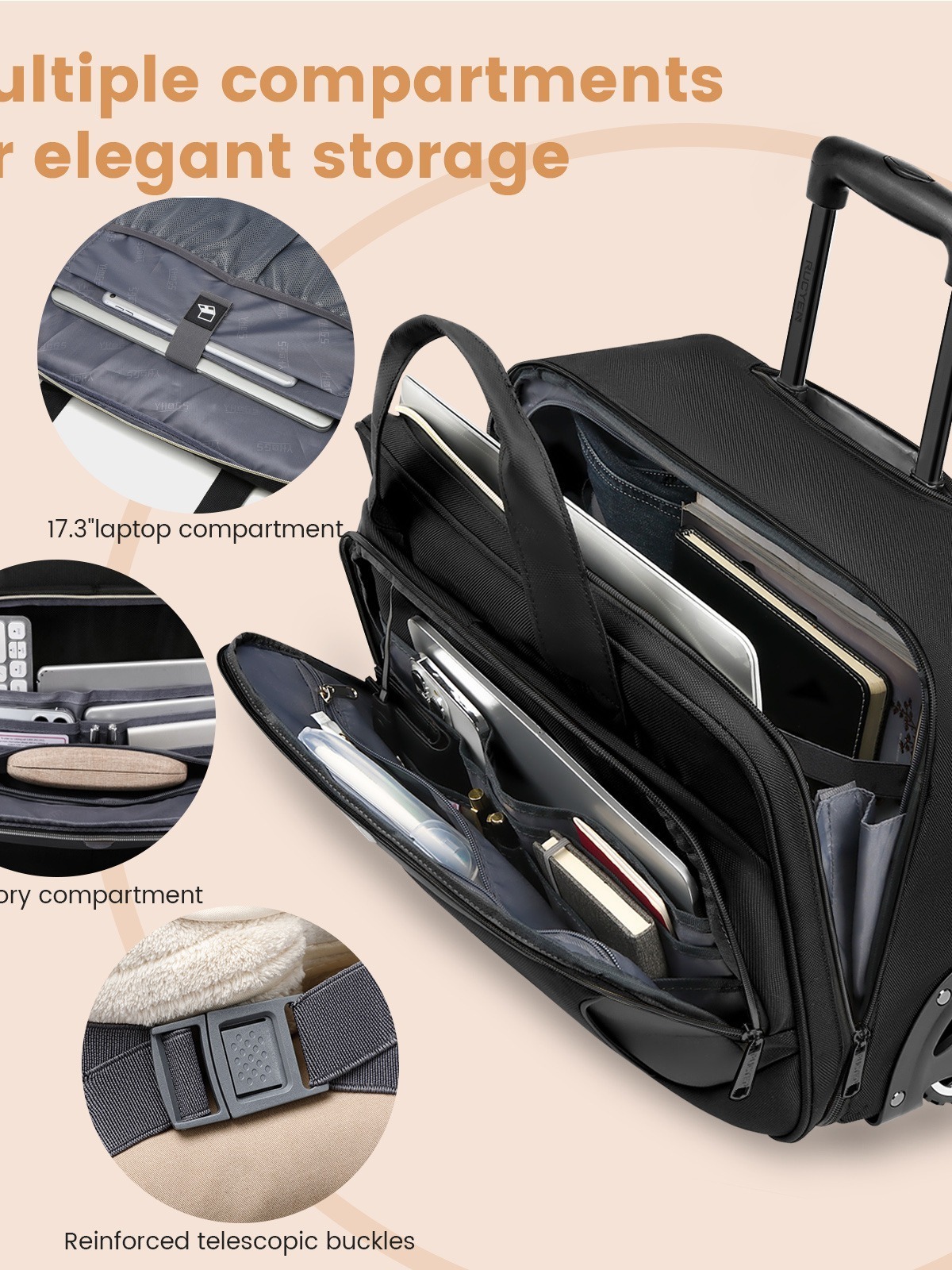 2024 New large capacity 18-inch silent large wheel business trolley case suitable for travel and business trips