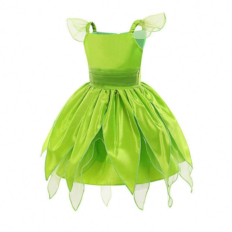 2024 Hot Sale Kids Green Fairy Dress Tinkerbell Princess Halloween Costumes for Girls