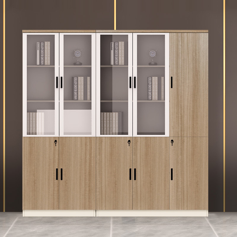 Modern office furniture with glass doors high office wooden Two-door filing cabinet