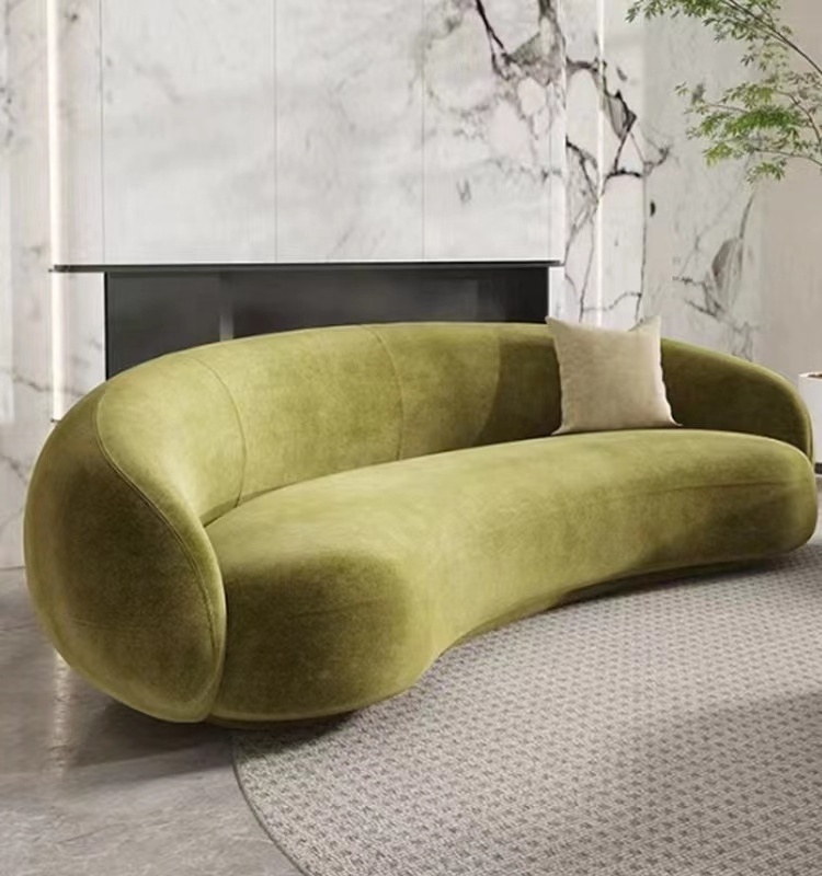 Modern New Design Luxury Waiting Room Furniture Velvet C Shape Curved Couch Boucle Half Moon Sofas For Home Hotel Furniture