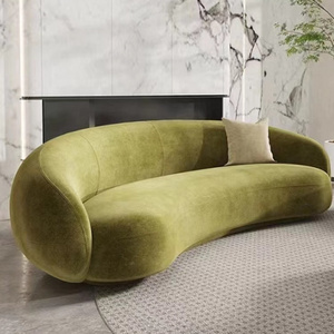 Modern New Design Luxury Waiting Room Furniture Velvet C Shape Curved Couch Boucle Half Moon Sofas For Home Hotel Furniture