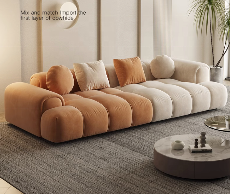 Modern cashmere marshmallow sofa fast sleeper comfortable living room furniture sofa bed