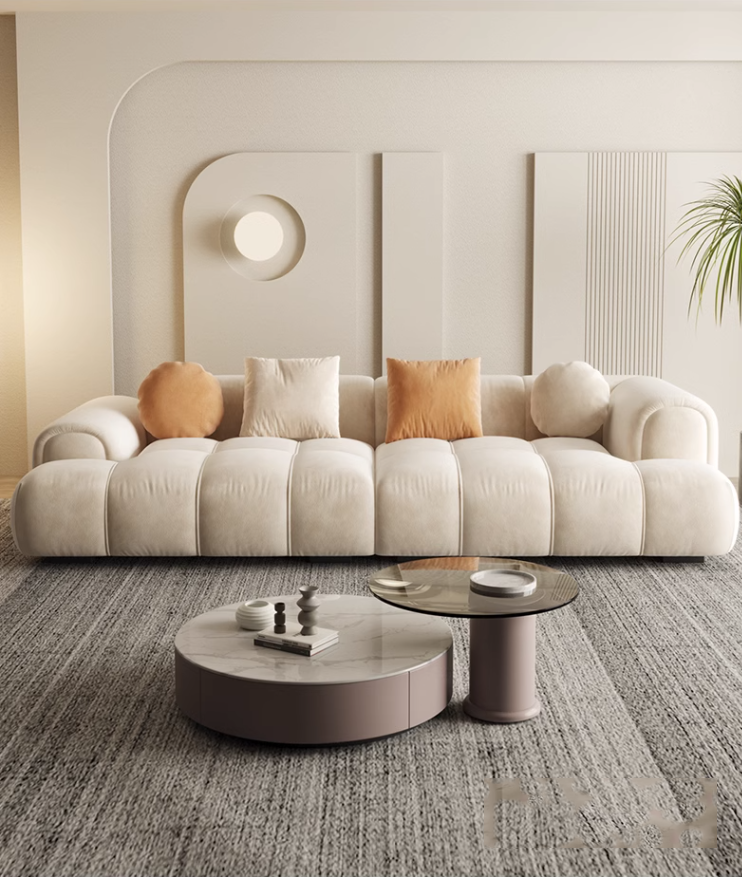 French wohnzimmer beige living room sofa set comfortable white sectional modular l shape sofa designer cloud couch nordic sofa