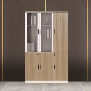 Modern office furniture with glass doors high office wooden Two-door filing cabinet