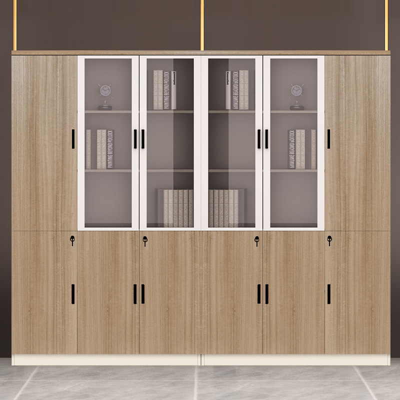 Modern office furniture with glass doors high office wooden Two-door filing cabinet