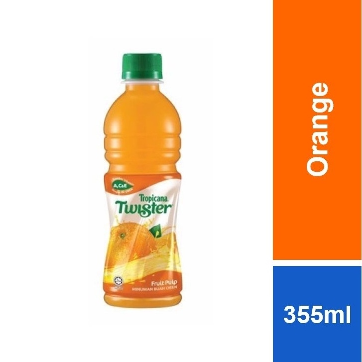 TWISTER ORANGE JUICE [355ML x 24] WORLD NO.1 JUICE BRAND REAL FRUIT PULP WITH RICH IN VITAMIN WHOLESALER MALAYSIA