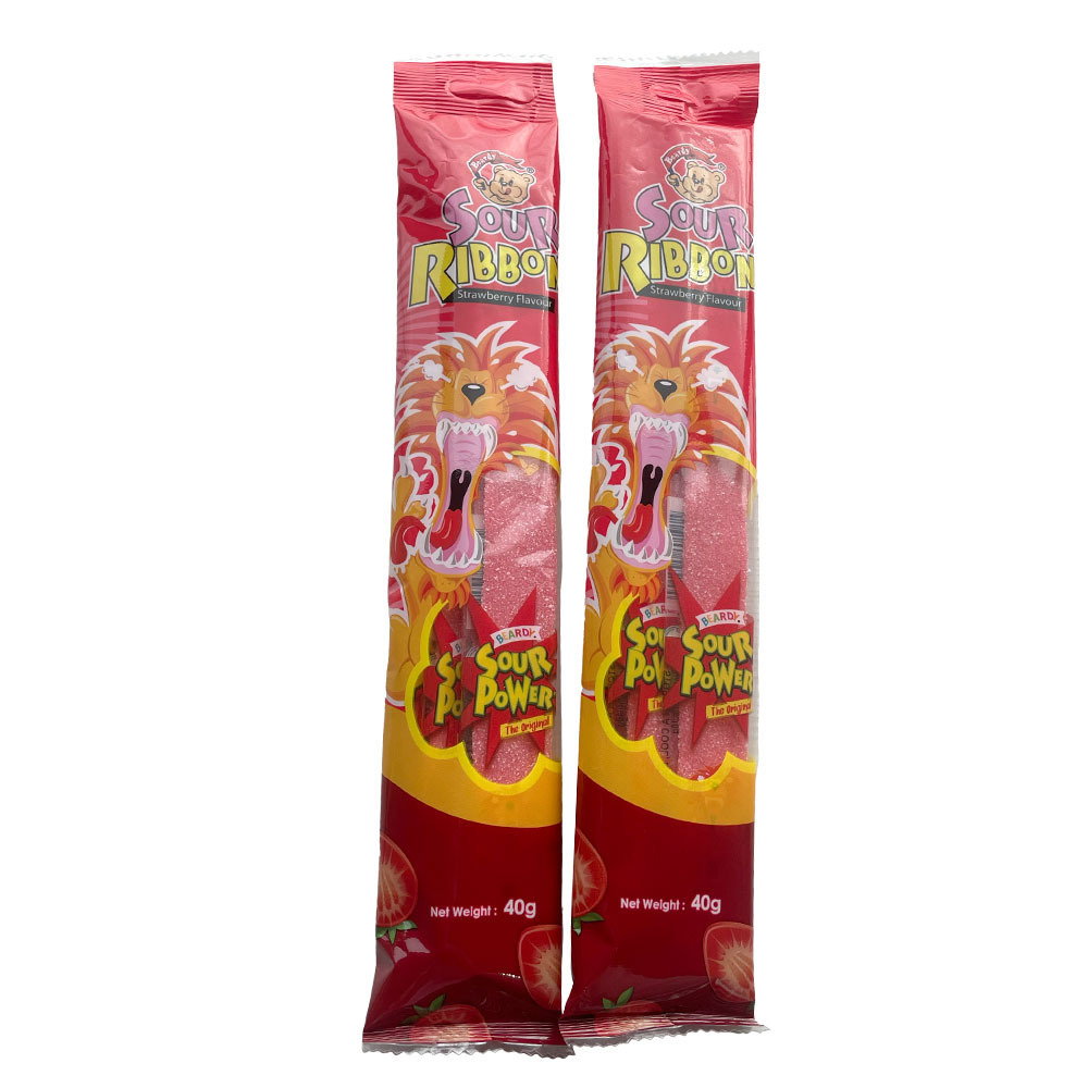 HOT SELLING CHILDHOOD SNACK CANDY BEARDY SOUR RIBBON STRAWBERRY FRUIT FLAVOUR CHILDREN FAVOURITE MALAYSIA WHOLESALER