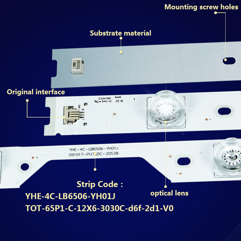 2W 6V 6lamps 12pcs/set TCL Toshiba 65inch TV backlight strips replacement spare parts warranty 3 years