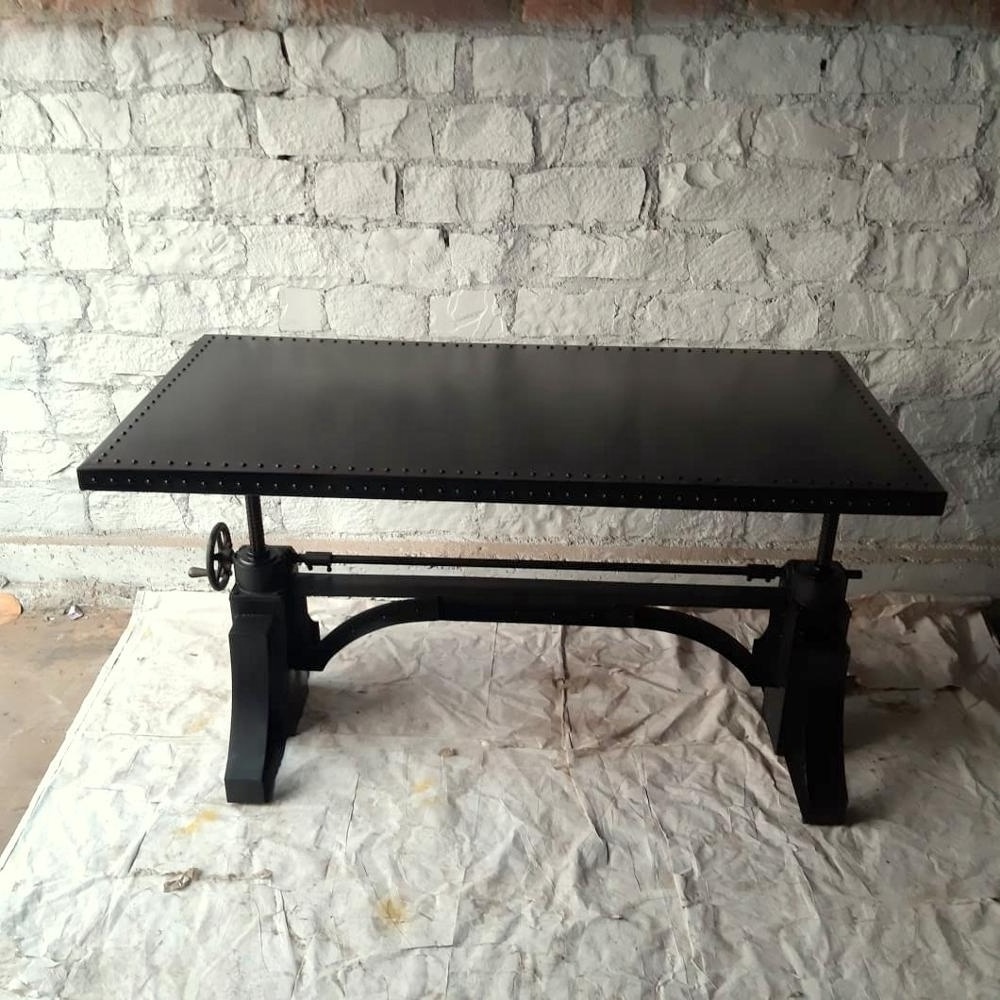 Iron Top BRONX Crank Table ,Vintage Industrial Retro Dining Table