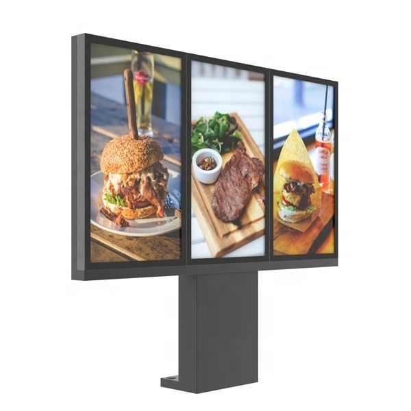 55inch Exterior Outdoor Drive Thru Menu Boards System 3000nits Spliced 3 Screens