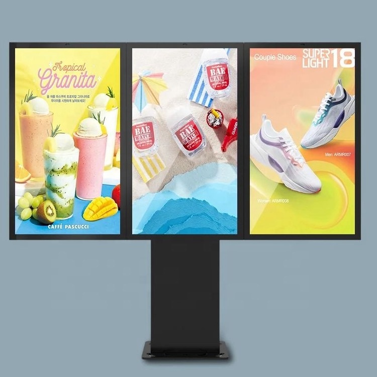 55inch Exterior Outdoor Drive Thru Menu Boards System 3000nits Spliced 3 Screens