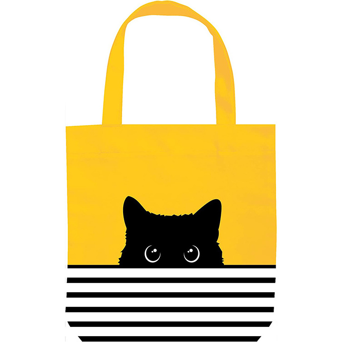 Cute Canvas Tote Bag for Women with Black Cat Design Yellow Cat Gifts for Cat Lovers Birthday Mothers Day Gift Bags Teacher Book