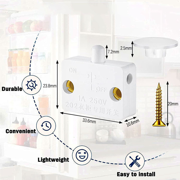 Wardrobe Closet White Electrical Light  Touch Switches for Cabinet Lamp , White Closet Light and Automatic Door Switch