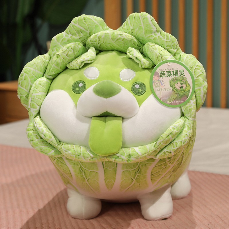 Ruunjoy cabbage dog plush toy cute puppy plush doll puppy plush toy food stuffed animal plush soft toy pillow for baby kids